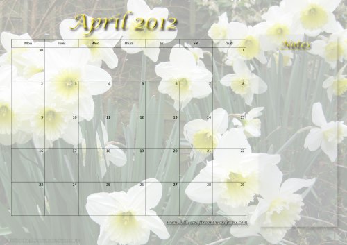 Free download Calendar Page; April 2012